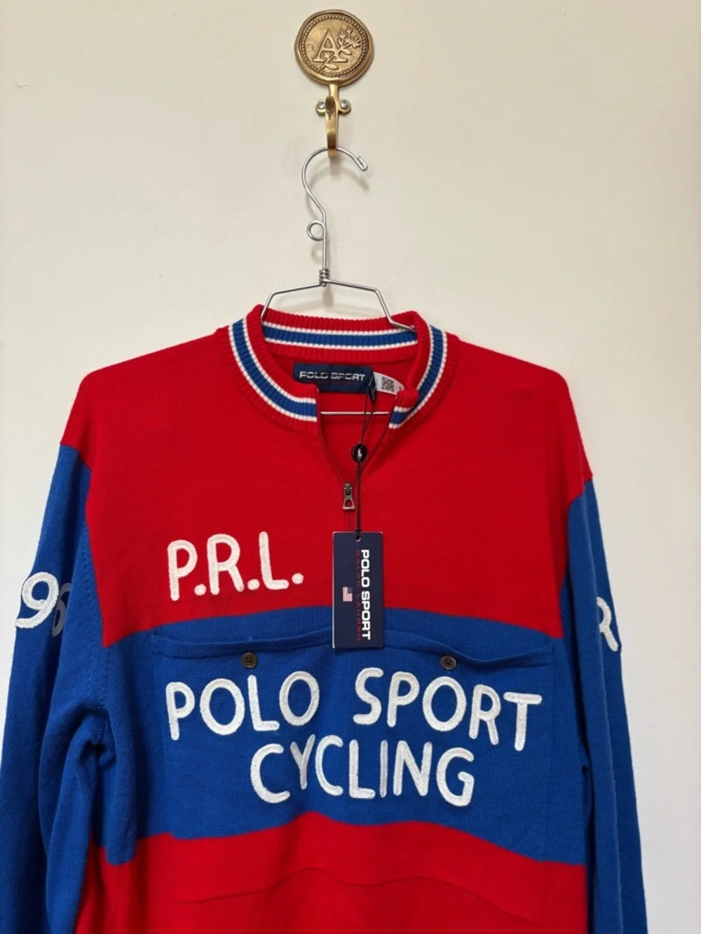 NWT Polo Ralph Lauren Polo Sport Washable Wool Cycling Sweater Size Large
